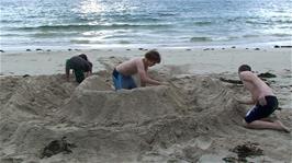 Intrepid Sand Fortress builders at work on the secluded section of Achmelvich Beach
